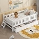 preview thumbnail 3 of 22, Low Twin Platform with 2 Drawers & Guardrails for Kids Room