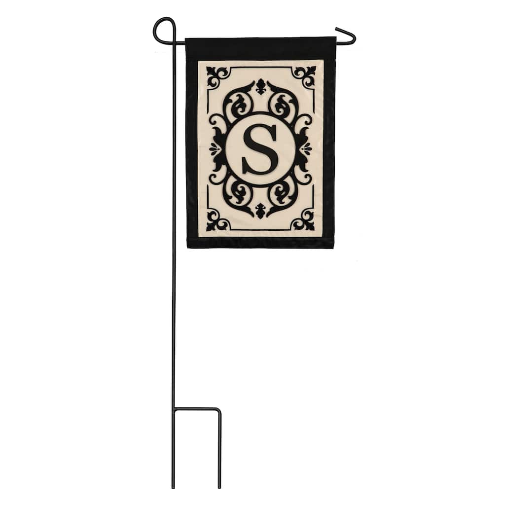 12.5 in. x 18 in. Cambridge Monogram Garden Applique Flag Letter S