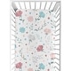 preview thumbnail 1 of 4, Pop Floral Rose Flowers Girl Fitted Crib Sheet - Blush Pink Teal Turquoise Aqua Blue Grey Flower Boho Shabby Chic Watercolor