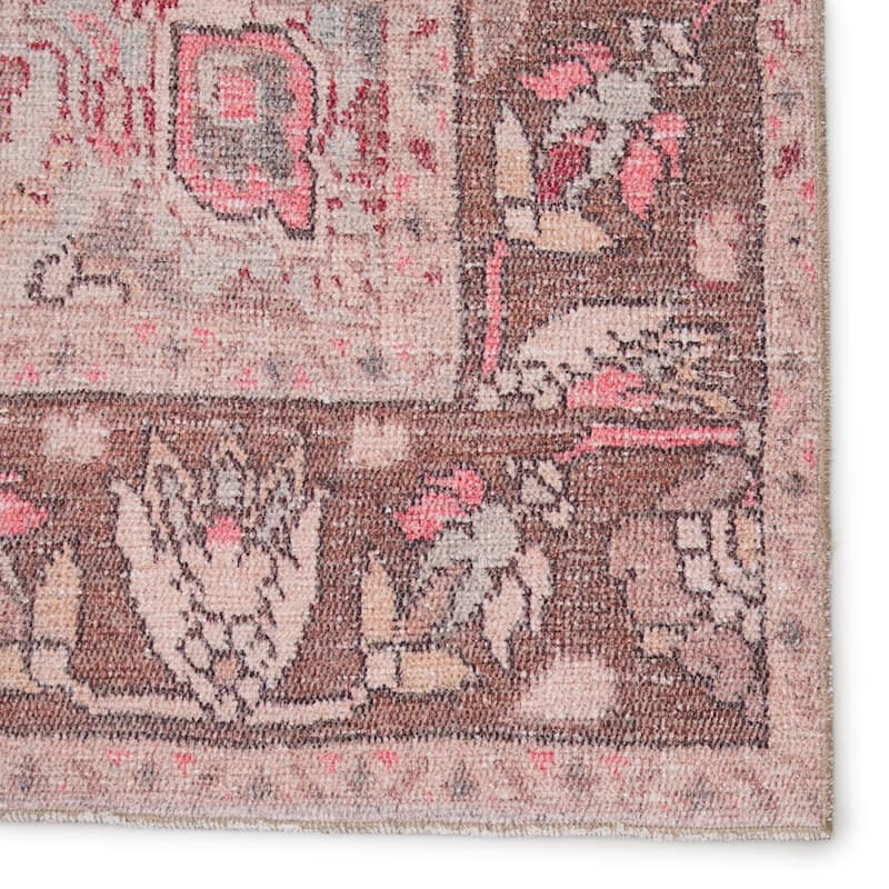Machine Washable Gracewood Hollow Daguiar Pink and Blue Medallion Area Rug