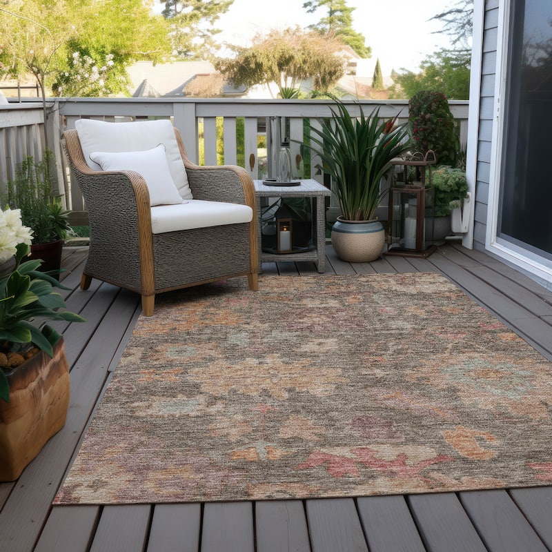 Machine Washable Indoor/ Outdoor Vintage Traditional Chantille Rug