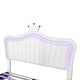 preview thumbnail 36 of 34, Full/Queen Size Upholstered Bed Frame with LED Lights,Upholstered Princess Bed With Crown Headboard
