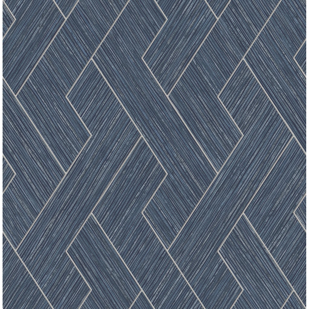 Advantage Ember Indigo Geometric Basketweave Wallpaper