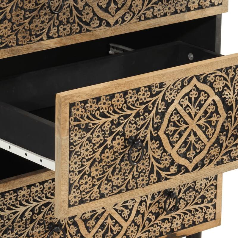 vidaXL Side Cabinet Natural Mango Wood Solid Mango Wood Medium - 13.0 x 23.6 x 29.5 in