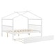 preview thumbnail 22 of 110, Creativity House Bed Twin/ Full Size Frame with Trundle for Boys Girls, Wood Platform Bed with Roof No Box Spring Needed