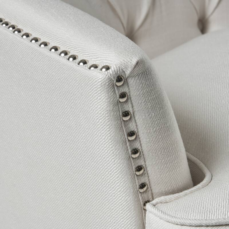 Mid-Century Accent Chair, Upholstered Armchair with Nailhead Trim and Solid Wood Legs, Tufted Lounge Reading Chair Single Sofa
