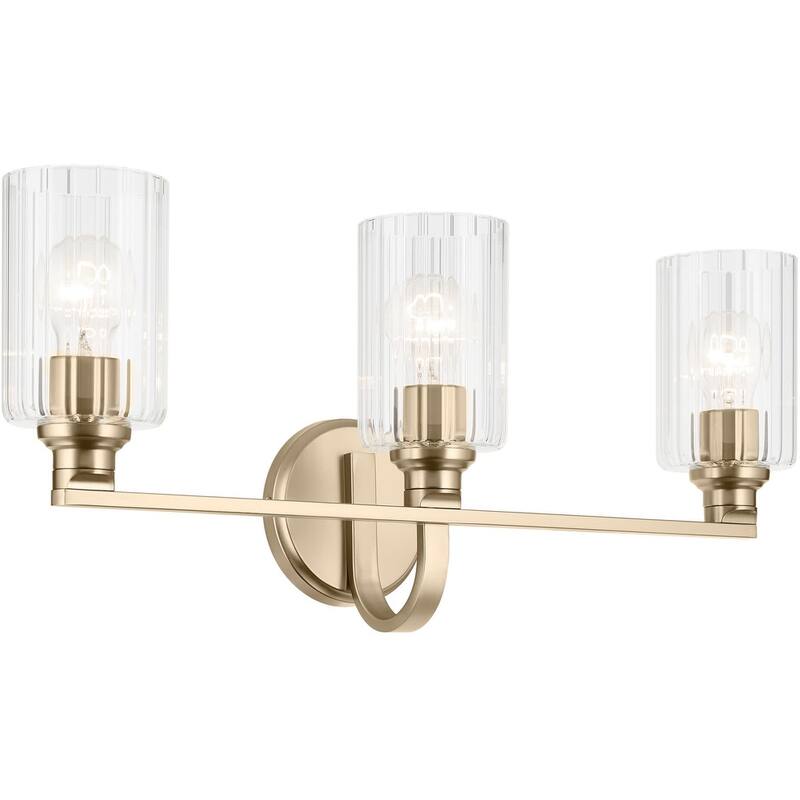 Kichler 55226FLU Gioe 3 Light 24" Wide Vanity Light with Clear Fluted - Champagne Bronze
