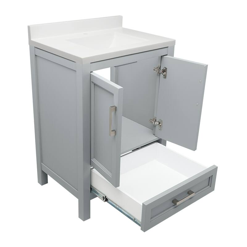 Nevado 25 in. W x 19 in. D x 36 in. H Bath Vanity in with White Cultured Marble Top Single Hole