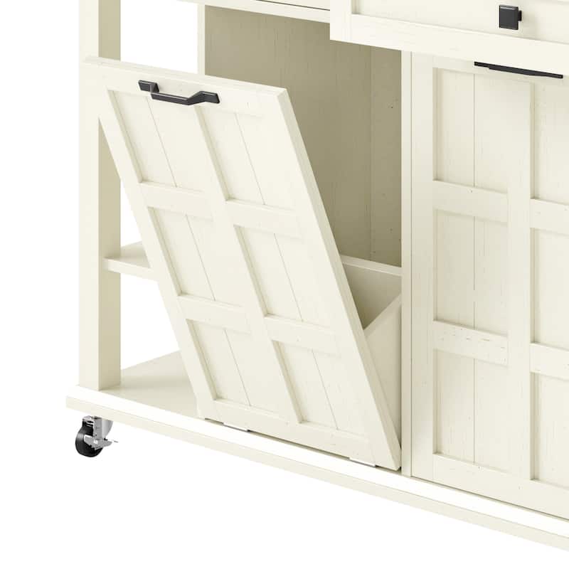 Moasis Kitchen Island with Drop Leaf and Rolling Cart on Wheels for Kitchen or Dining Room