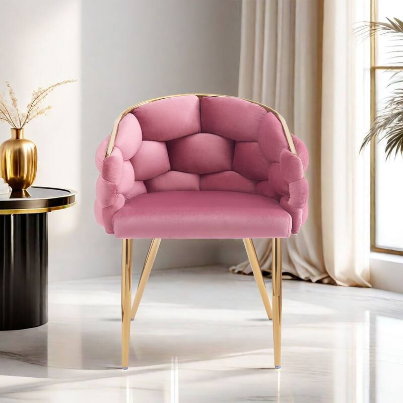 Modern Velvet Handmade Accent Chair - Pink