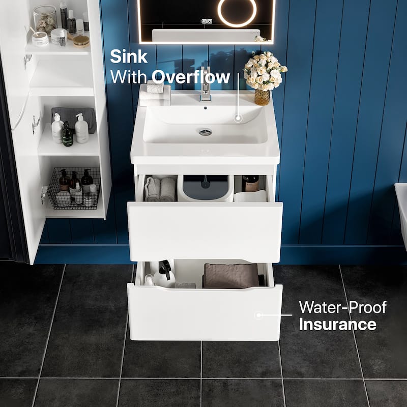 Eviva Maui 24"W White Bath Vanity with Integrated Acrylic Sink