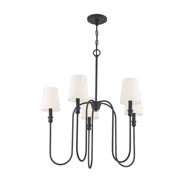 Meridian M10077 5 Light 27" Wide Chandelier with Fabric Shade