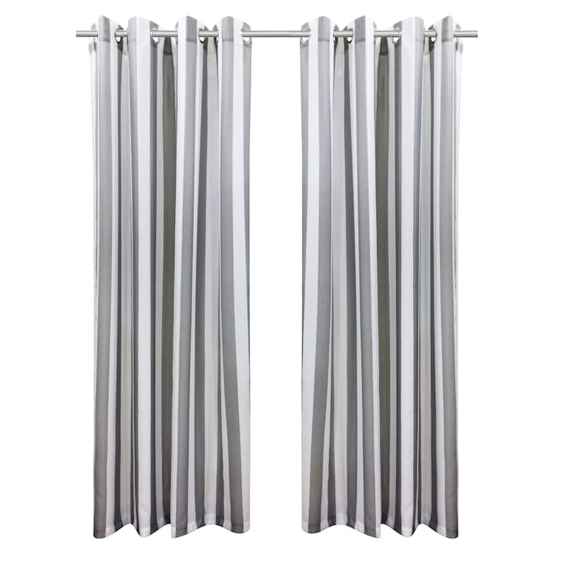 Seascapes Stripe Indoor/Outdoor Grommet Curtain Panel - Pair