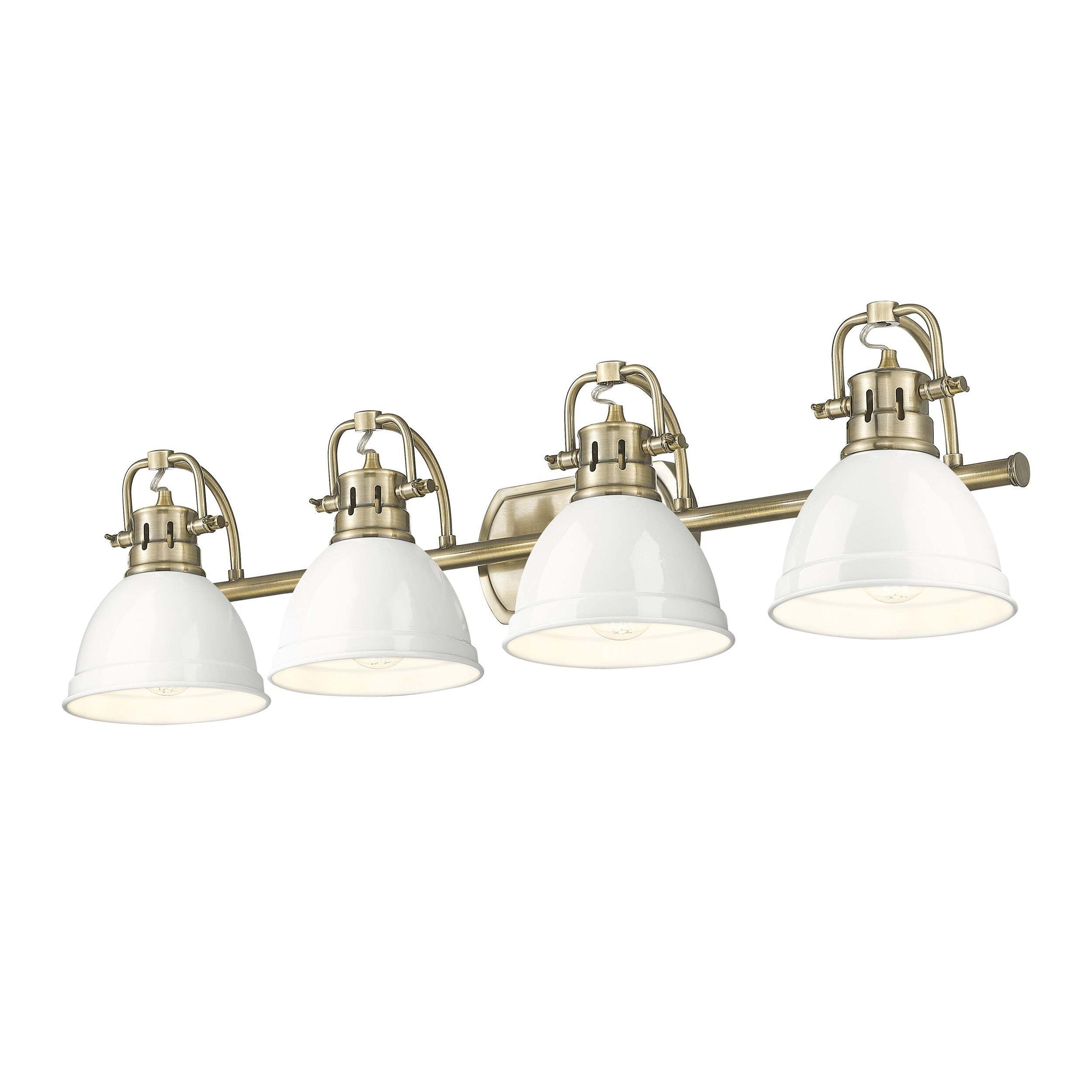 Golden Lighting Duncan 4-Light Vanity Light - Aged Brass - White