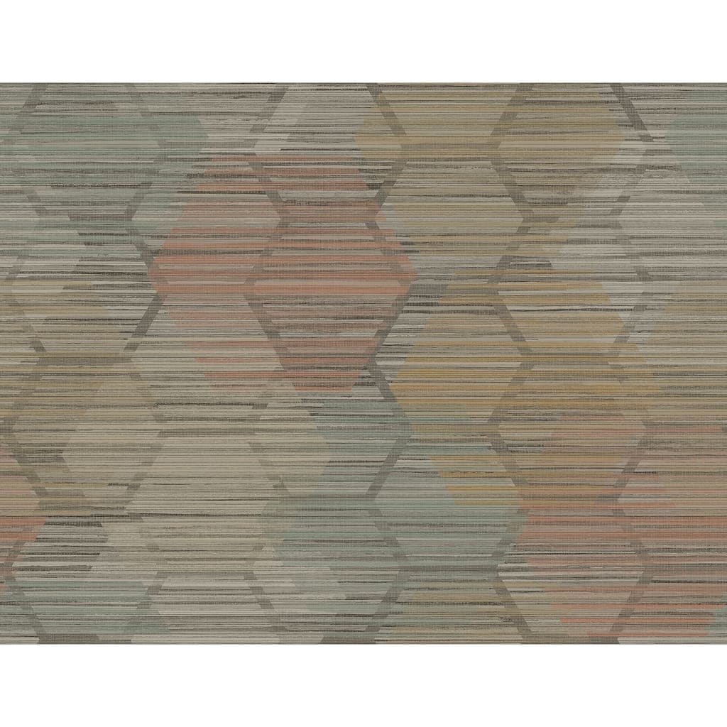 A-Street Prints Jabari Brown Geometric Faux Grasscloth Wallpaper