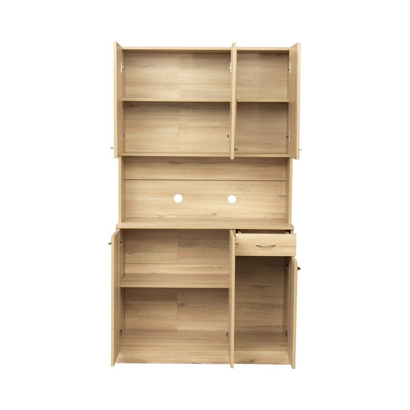 Classic 6 Door Design with Wooden Wardrobe with Drawers and Open Storage Space. for Bedroom Storage Cabinet Wardrobe