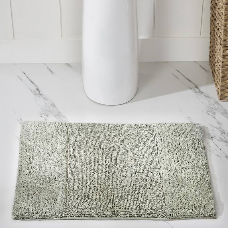 Better Trends Bath Rug 100% Cotton Water Absorbent Tufted Bathroom Rugs for Shower, Sink Mats Machine Wash Granada Collection - 20" x 20" Contour - Dark Sage