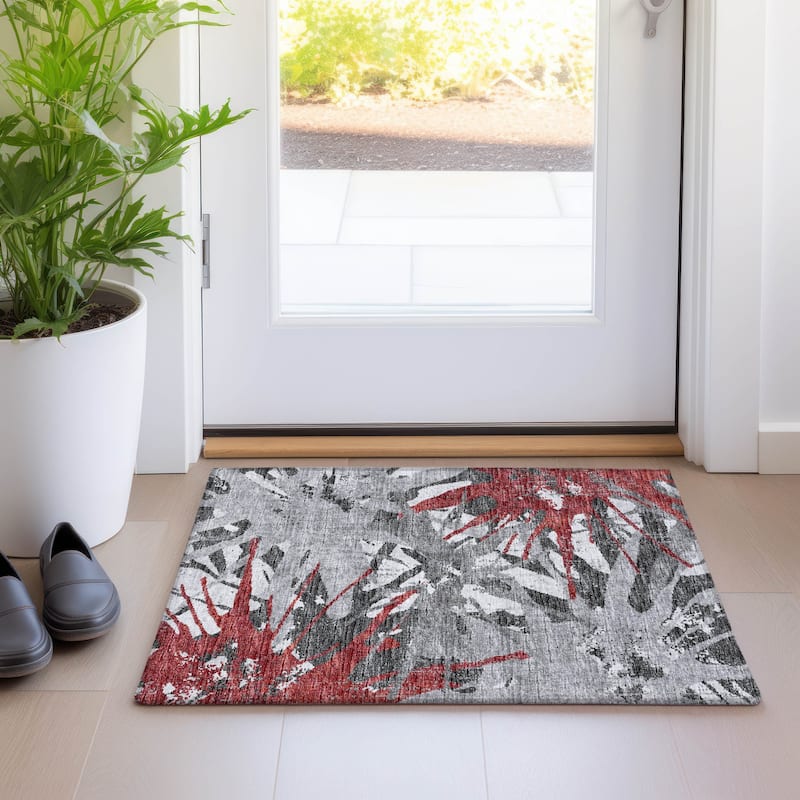 Premium Washable Super Soft Abstract Starburst Mayfield Rug - Red - 1' 8" x 2' 6" - Rectangle