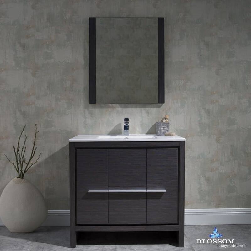 Blossom 36-Inch Bathroom Vanity with Ceramic Sink and Mirror