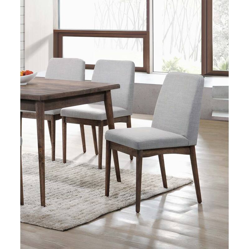 7pc Ash Walnut Finish Dining Table 6x Side Chairs
