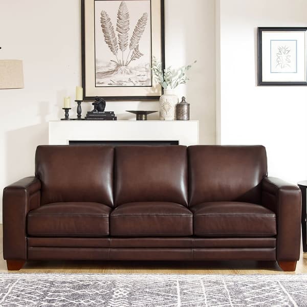 Hydeline Alice Top Grain Leather Sofa With Feather, Memory Foam and ...