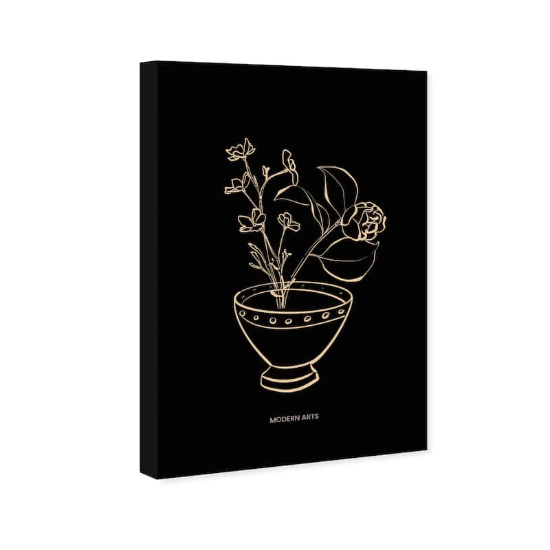 Wynwood Studio Canvas Floral and Botanical Modern Art Flowers I Black and Modern & Contemporary Wall Art Canvas Print