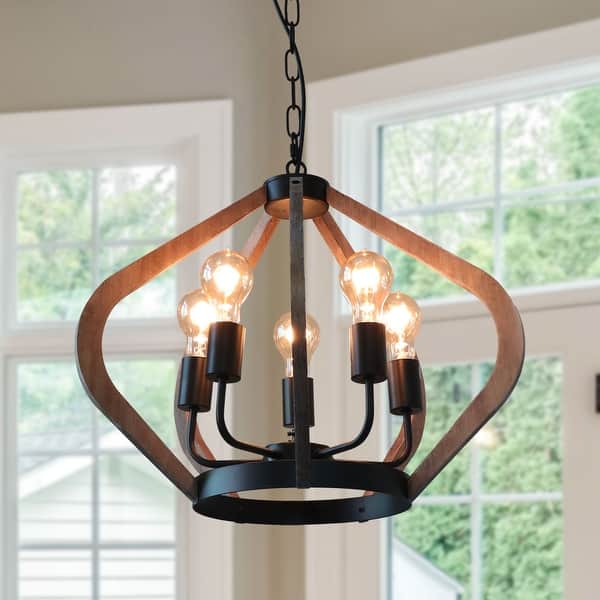 Anmytek 5Light Rustic Farmhouse Chandelier Kitchen Island Lantern