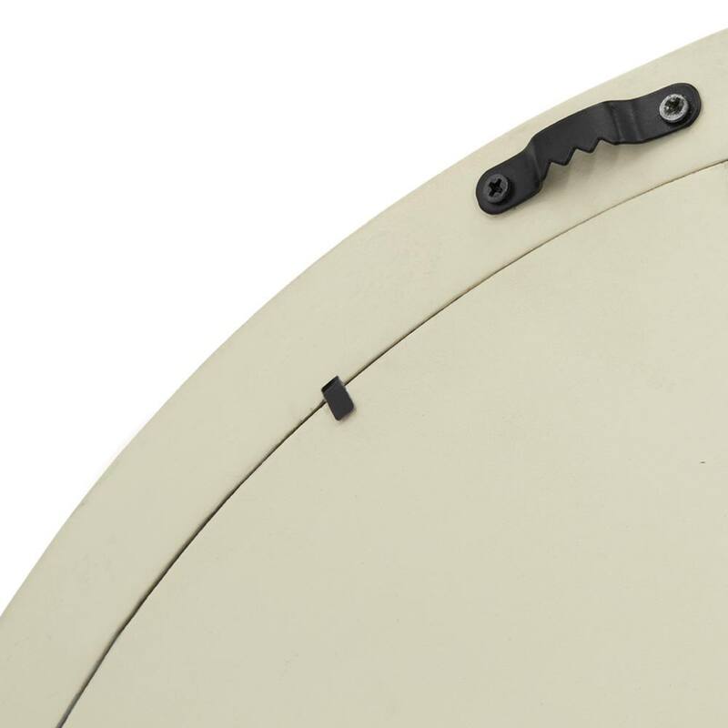 Round mirror with solid wood frame