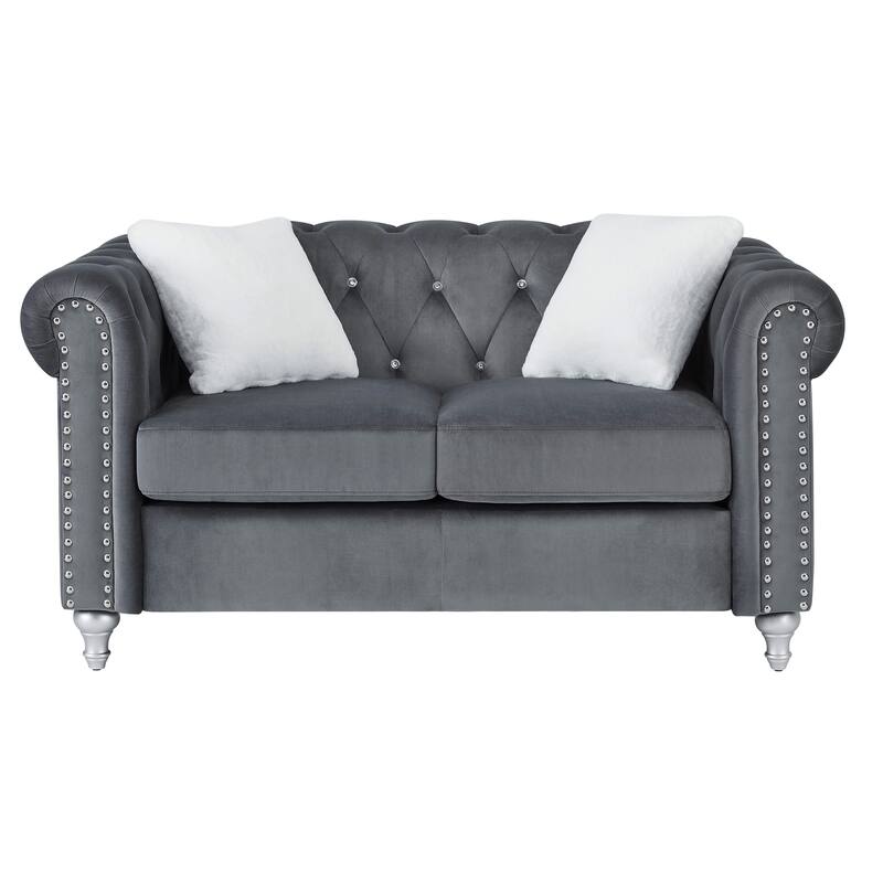 Raisa Microsuede Velvet Tufted Loveseat