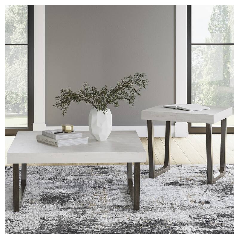 Signature Design by Ashley Westenfort Light Gray/Dark Brown Table (Set of 2) - 40" W x 40" D x 18" H - MDF/Laminate - 40" W x 40" D x 18" H - Light Gray/Dark Brown