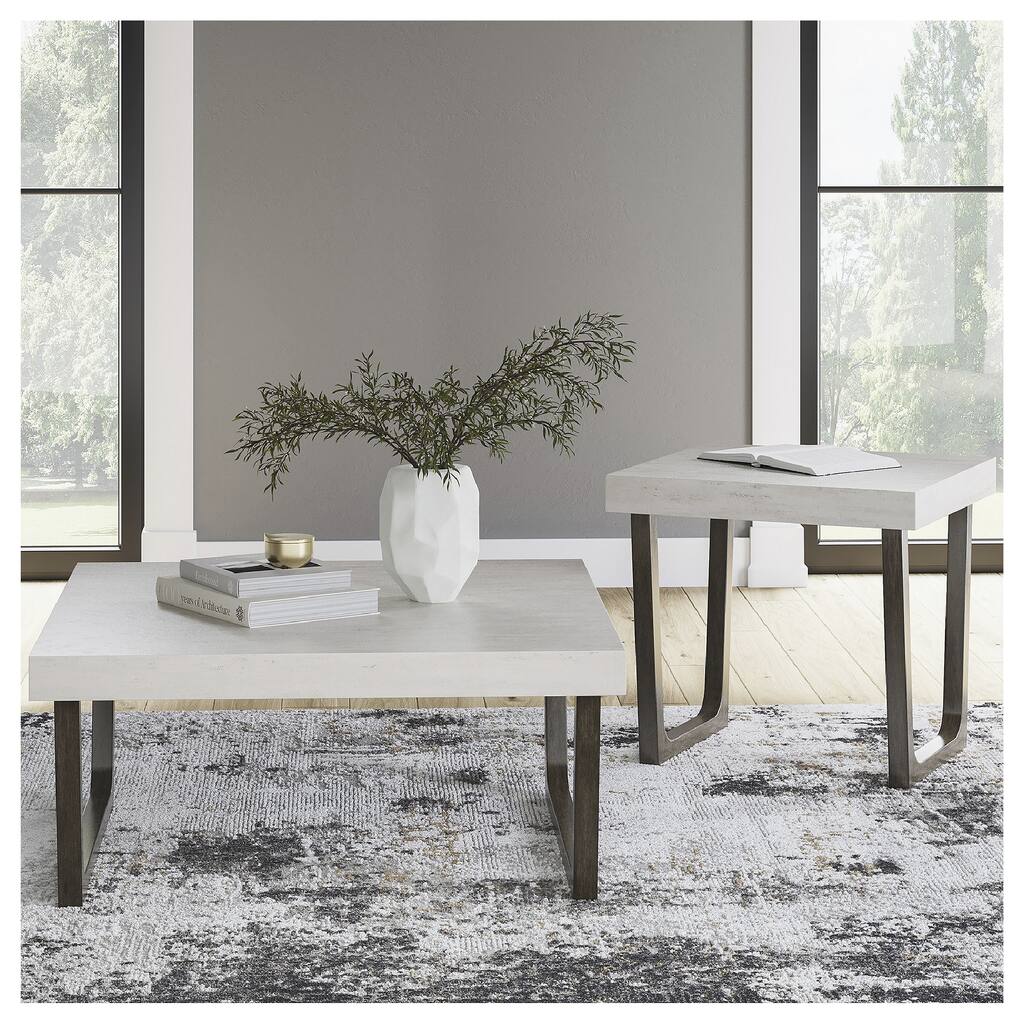 Signature Design by Ashley Westenfort Light Gray/Dark Brown Table (Set of 2) - 40" W x 40" D x 18" H