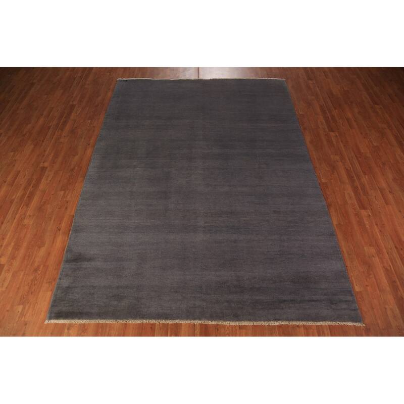 Gray Gabbeh Oriental Area Rug Hand-Knotted Wool Carpet - 6'11" x 9'5"