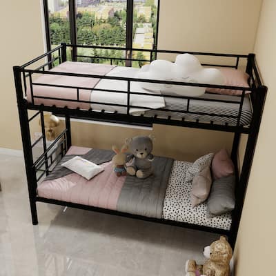 Twin over Twin Detachable Bunk Bed, Heavy Duty Metal Twin Size Bunk Bed Frame for Kids Boys Girls, Divided Into 2 Separate Beds