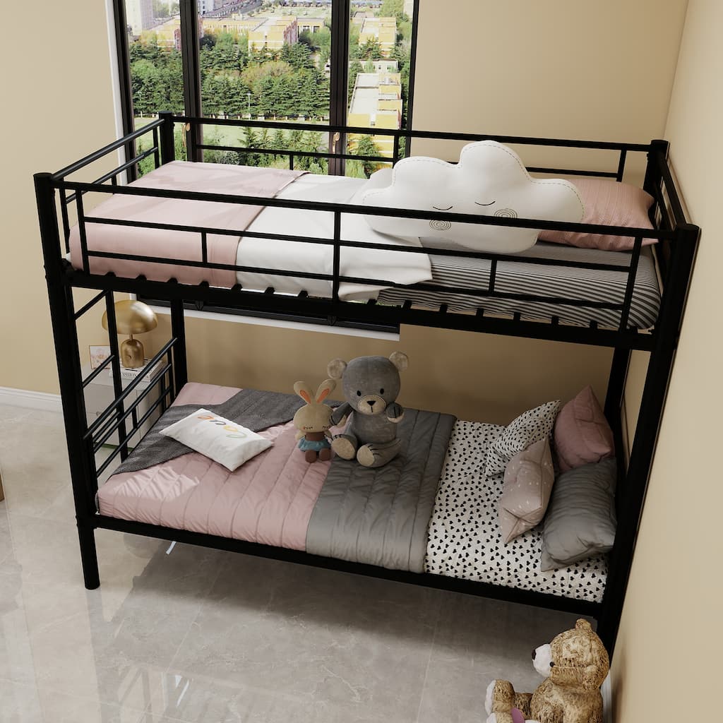 Twin over Twin Detachable Bunk Bed, Heavy Duty Metal Twin Size Bunk Bed Frame for Kids Boys Girls, Divided Into 2 Separate Beds