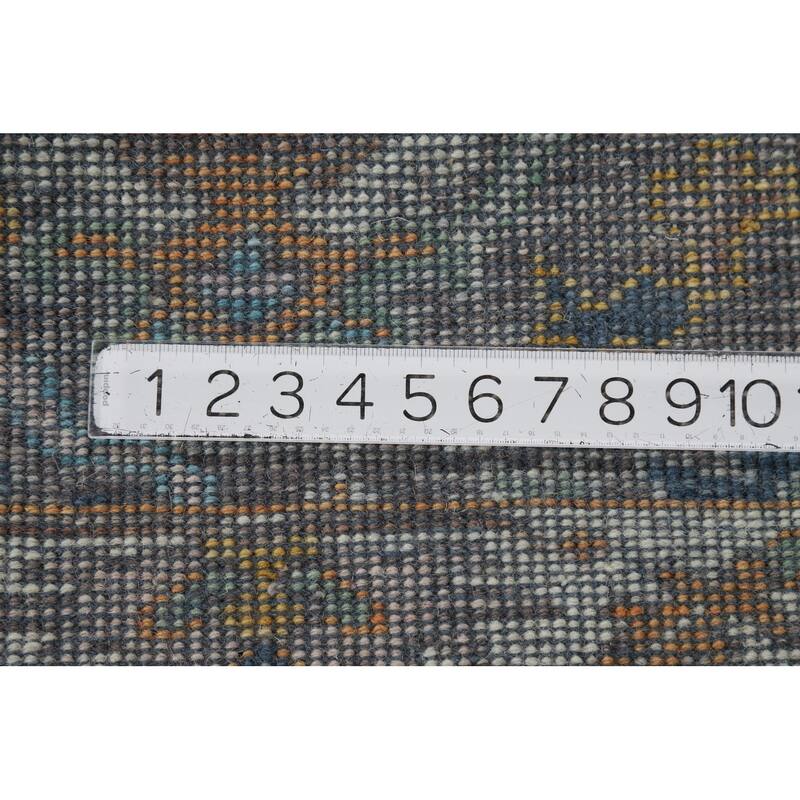 Gray Oushak Indian Foyer Rug Hand-Knotted Wool Carpet - 2'9"x 6'0"