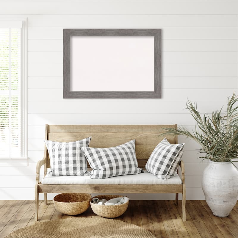 Pinstripe Plank Grey Framed White Corkboard Bulletin Board