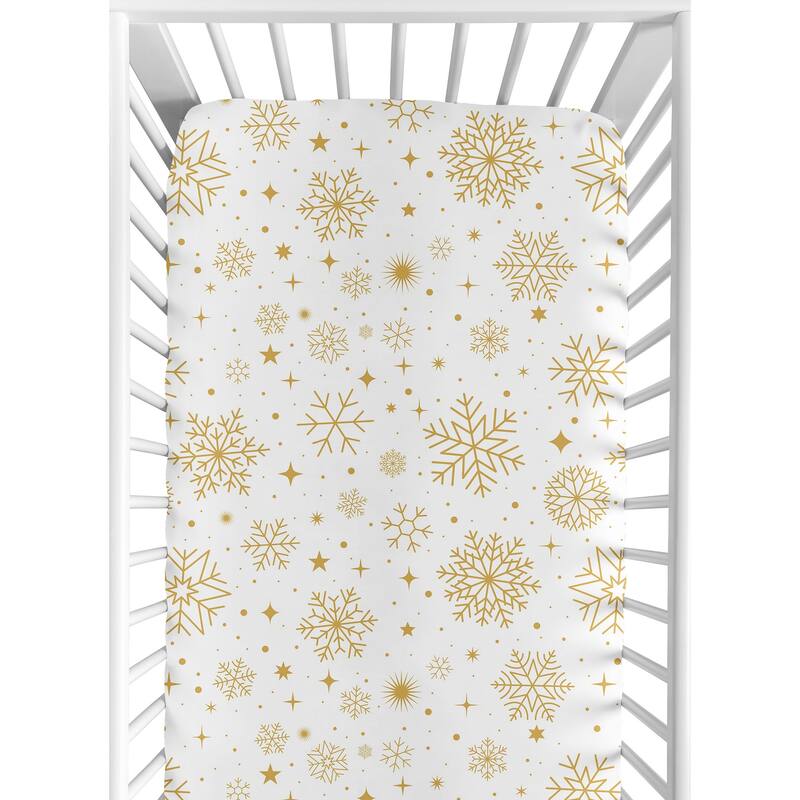 Sweet Jojo Designs Christmas Holiday Boy, Girl, Unisex/Gender Neutral Fitted Crib Sheet - Xmas Snowflakes for Festive Christmas