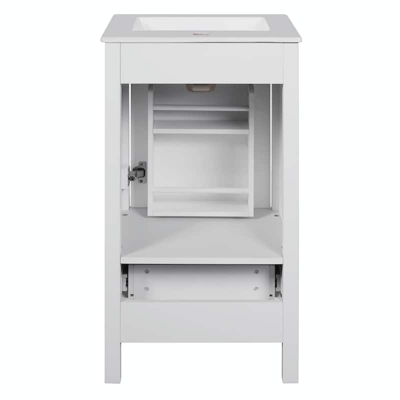 Modern Bathroom Vanity with Ceramic Sink - Soft-Close Drawers, Door Organizer, Divider Drawer