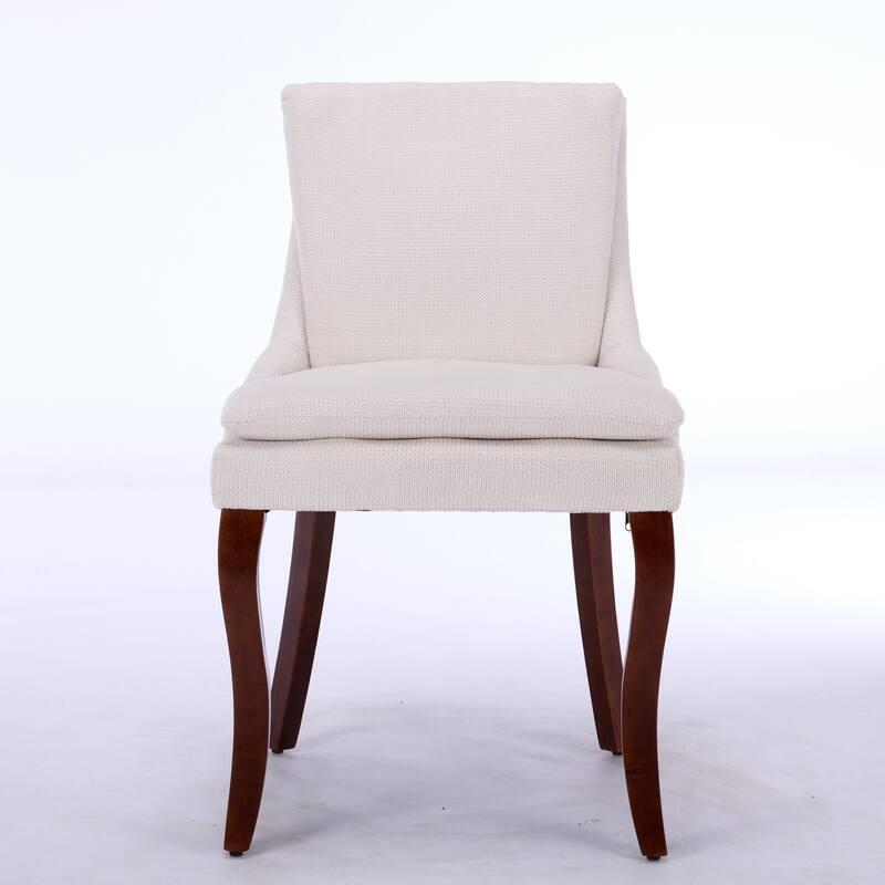 Chenille Upholstered Dining Chairs, Kitchen Chairs with Nailhead Trim & Double-Layer Seat Back Cushions, Solid Wood Legs