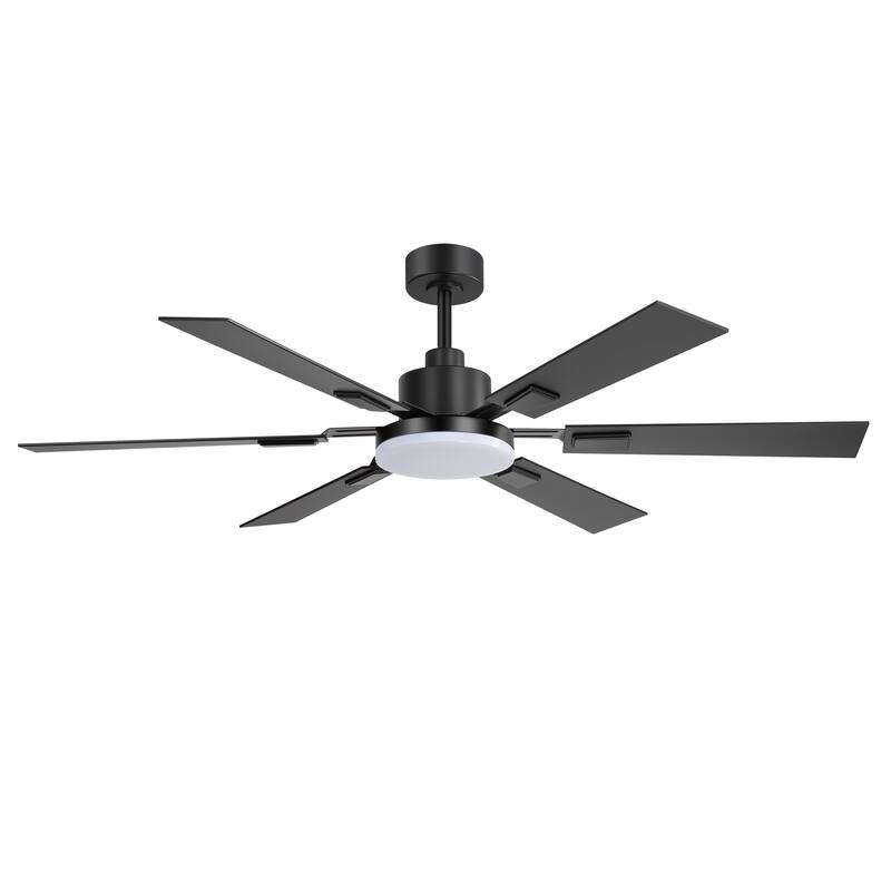 48"/52"/60" Modern Black LED Ceiling Fan with Light Remote (5/6 Reversible Blades)