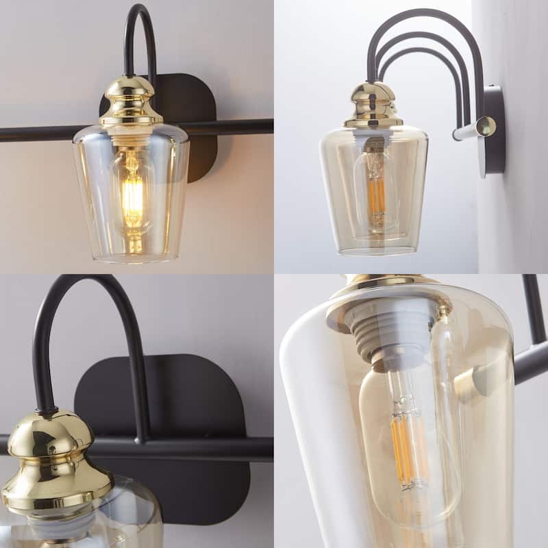Luxury 3 Lights Bathroom Vanity Lights Rose Gold with Clear Glass/ Wall Sconce Lighting