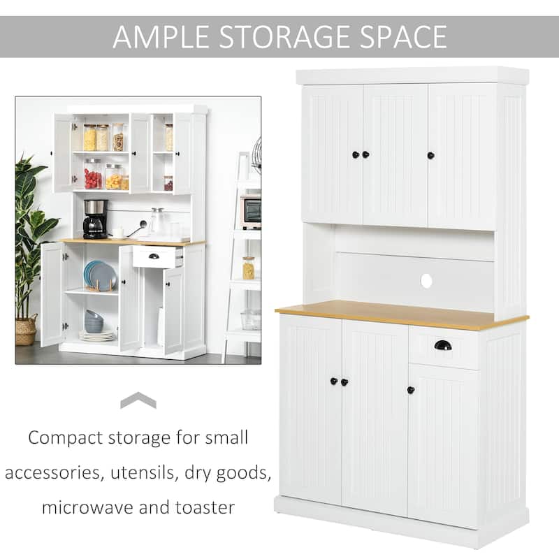 HOMCOM White/ Oak Kitchen Pantry Buffet