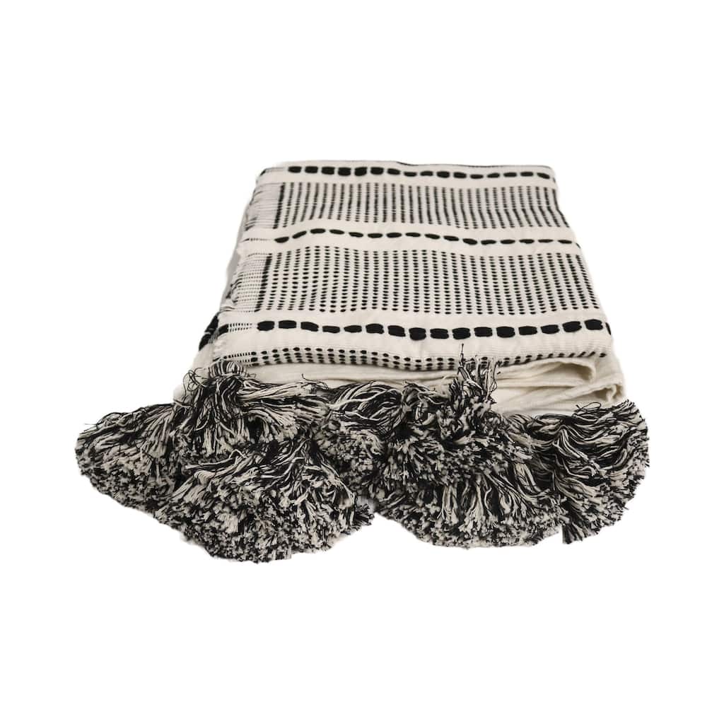 Home&Manor Handcrafted Wool & Cotton Throw Blanket