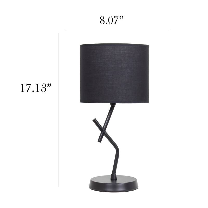 Abstract Angular Table Lamp with Drum Shade - 17" - Black