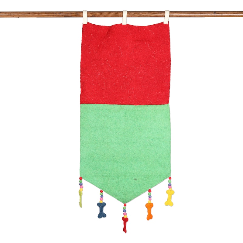 Novica Handmade A Dogs Christmas Wool Felt Advent Calendar
