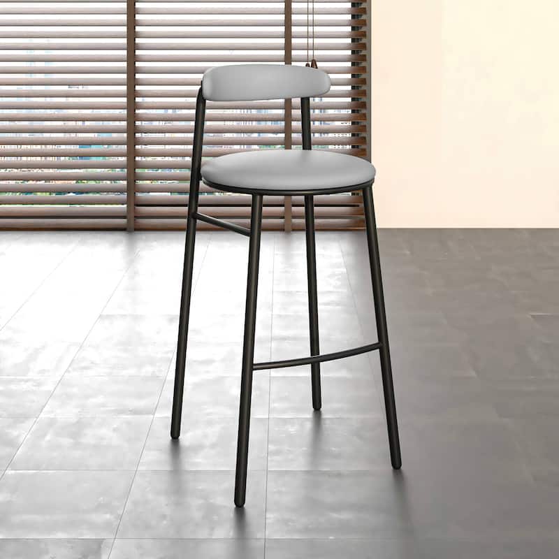 Upholstered Leather Bar Stool Accent Kitchen Chair Lume Collection Set of 2