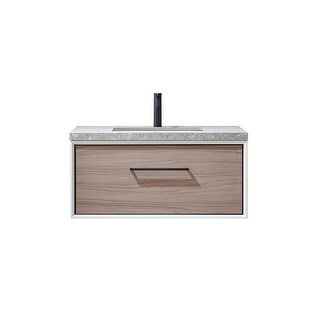Caparroso Floating Bath Vanity with Grey Sintered Stone Top