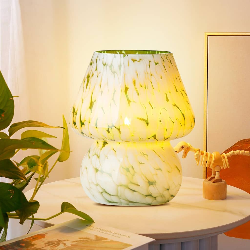 Green Art Glass Gourd Table Lamp Nightlight Reading Lamp - 5.8'' x 5.8'' x 7.3'' (L x W x H)