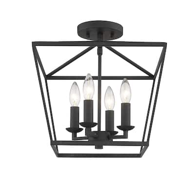 Mini Lantern Ceiling Light and Pendant in Black