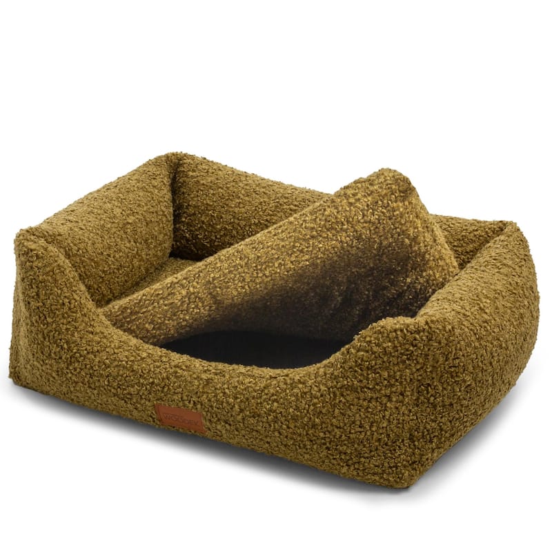 Orthopedic Dog Bed / Sofa "Milo" - M, Luxurious Fluffy Green Removable Covers